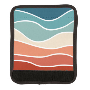 Colorful retro style waves luggage handle wrap