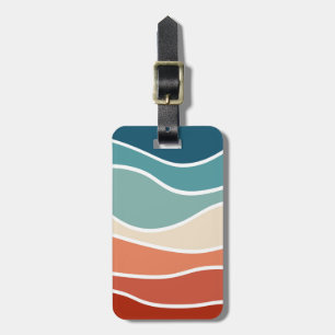 Colorful retro style waves luggage tag