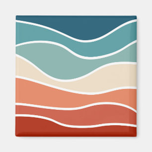 Colorful retro style waves magnet