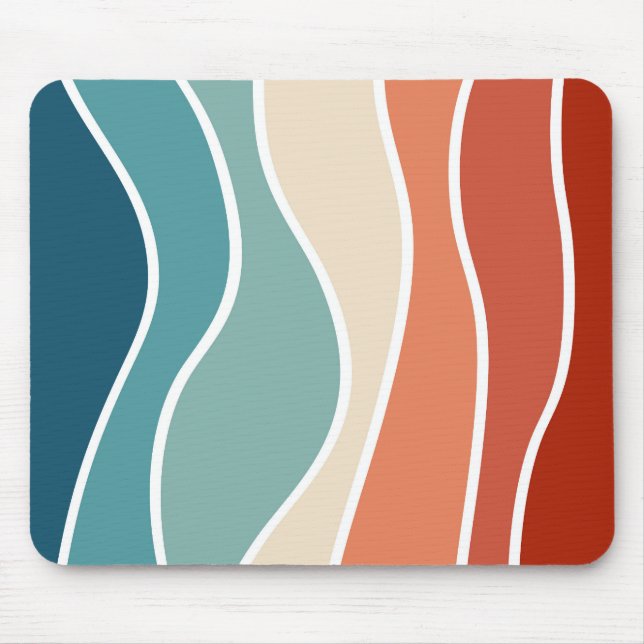 Colorful retro style waves mouse pad (Front)