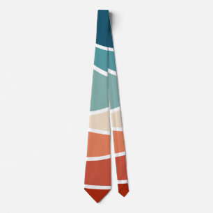Colorful retro style waves neck tie