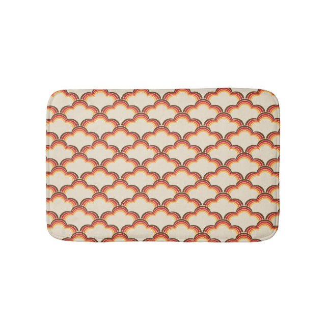 Colorful retro style waves pattern bath mat (Front)