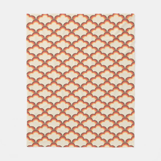 Colorful retro style waves pattern fleece blanket (Front)