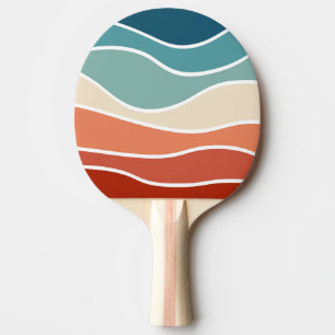 Colorful retro style waves ping pong paddle