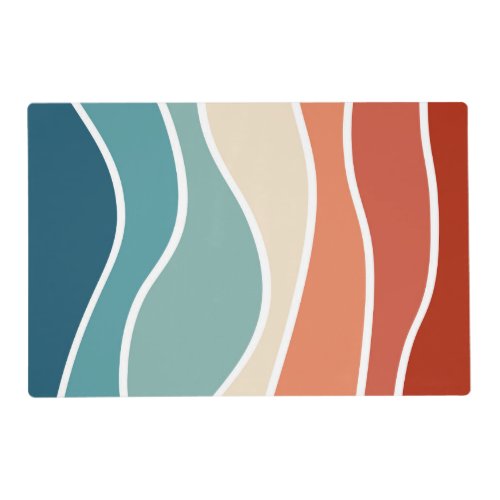 Colorful retro style waves placemat