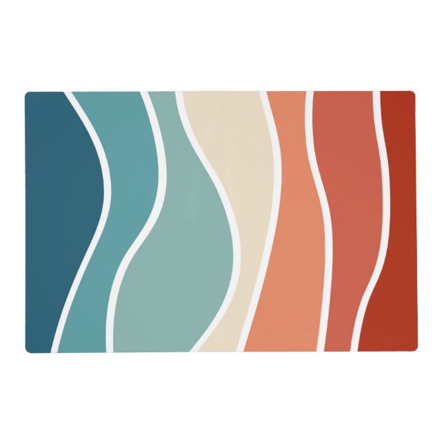 Colorful retro style waves placemat (Front)