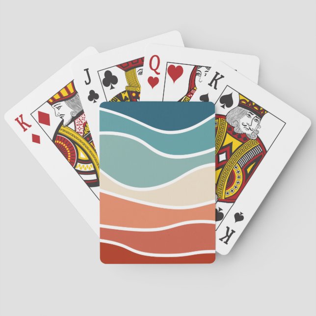 Colorful retro style waves poker cards (Back)