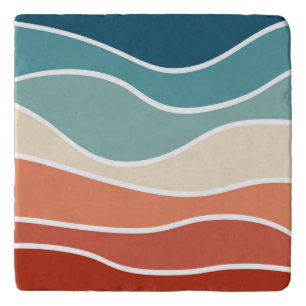 Colorful retro style waves trivet