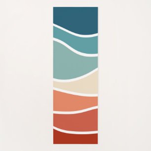 Colorful retro style waves yoga mat