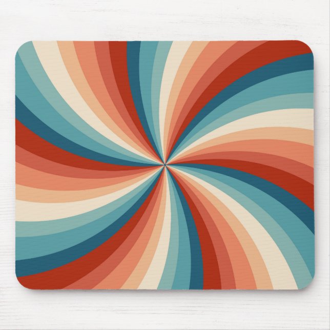Colorful retro style wavy sun rays mouse pad (Front)