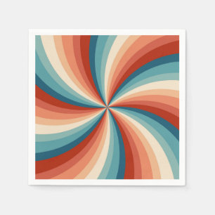 Colorful retro style wavy sun rays napkins