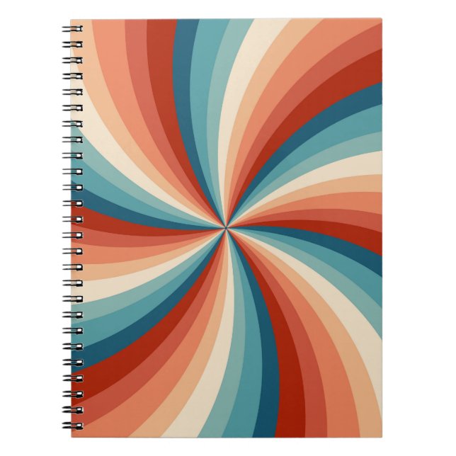 Colorful retro style wavy sun rays notebook (Front)