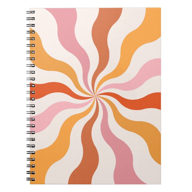 Colorful retro style wavy sun rays  notebook (Front)