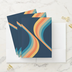 Colorful retro style wings design  pocket folder