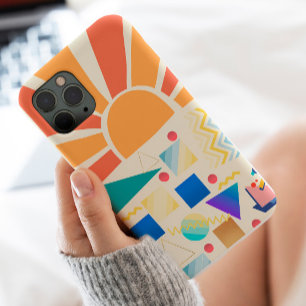 COlorful retro Stylish blue red Vintage Aesthetic iPhone 11 Case