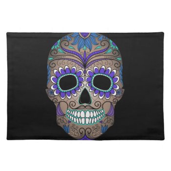 Colorful Retro Sugar Skull Placemat by Funky_Skull at Zazzle