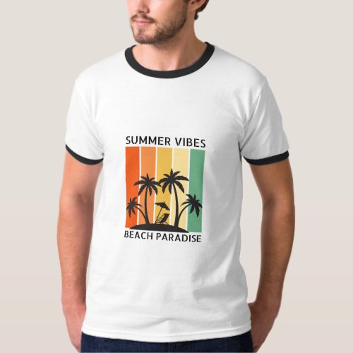 Colorful Retro Summer Beach T_Shirt