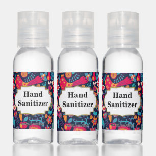 Colorful Retro Summer Floral Birds Flowers Pattern Hand Sanitizer