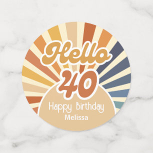Colorful Retro Sun Groovy Wave Hello 40th Birthday Confetti