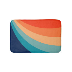 Colorful retro sun rays bath mat