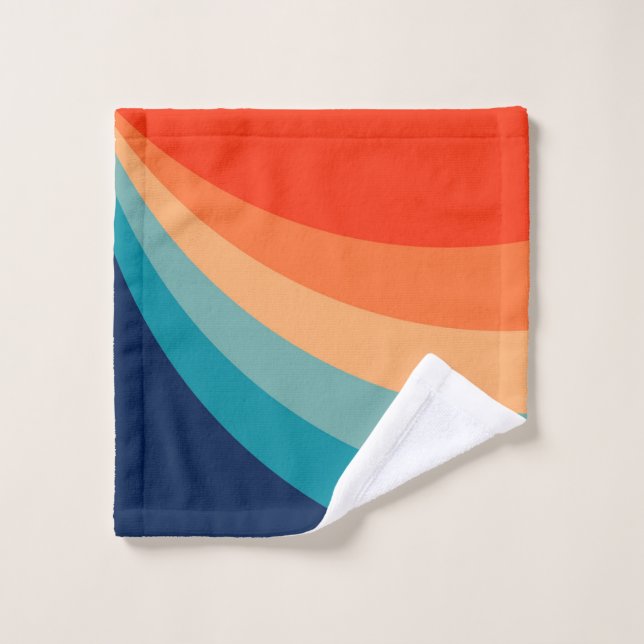 Colorful retro sun rays bath towel set (Wash Cloth)