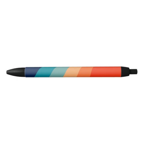 Colorful retro sun rays black ink pen