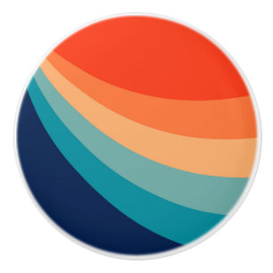 Colorful retro sun rays ceramic knob