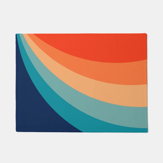 Colorful retro sun rays doormat (Front)