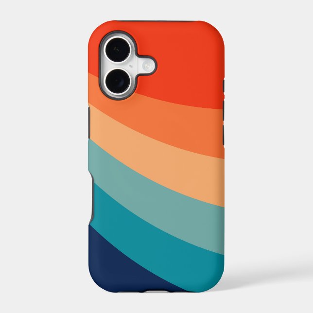 Colorful retro sun rays iphone case (Back)