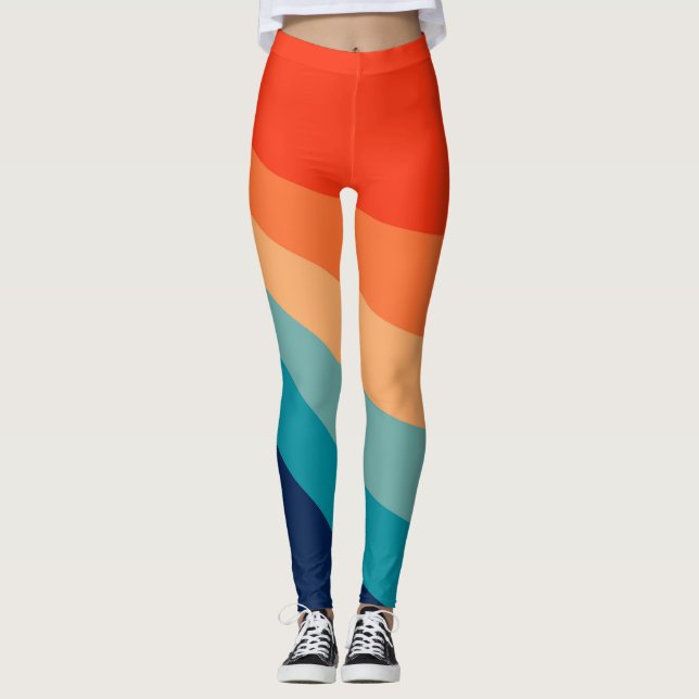 Colorful retro sun rays leggings (Front)