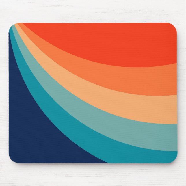 Colorful retro sun rays mouse pad (Front)