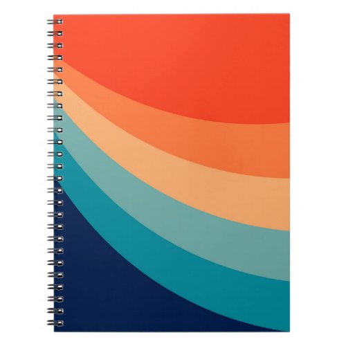 Colorful retro sun rays notebook