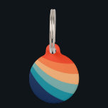 Colorful retro sun rays Pet ID Tag<br><div class="desc">Abstract illustration of colorful (red,  orange,  blue,  turquoise,  navy blue) sun rays with curvy geometric stripes decoration</div>