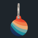 Colorful retro sun rays Pet ID Tag<br><div class="desc">Abstract illustration of colorful (red, orange, blue, turquoise, navy blue) sun rays with curvy geometric stripes decoration</div>