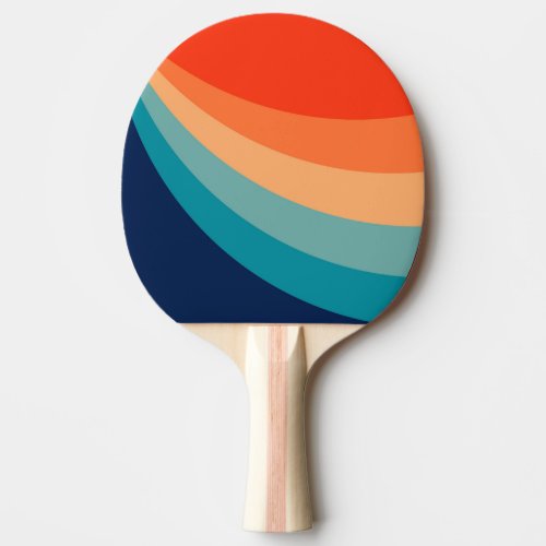 Colorful retro sun rays ping pong paddle