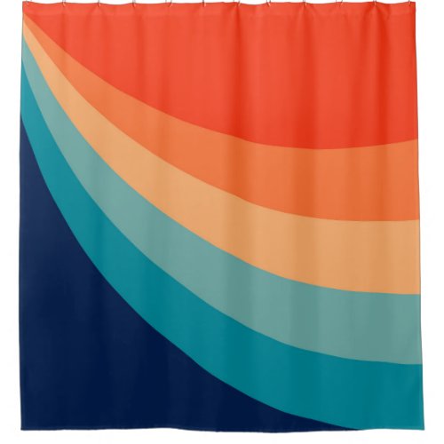 Colorful retro sun rays shower curtain