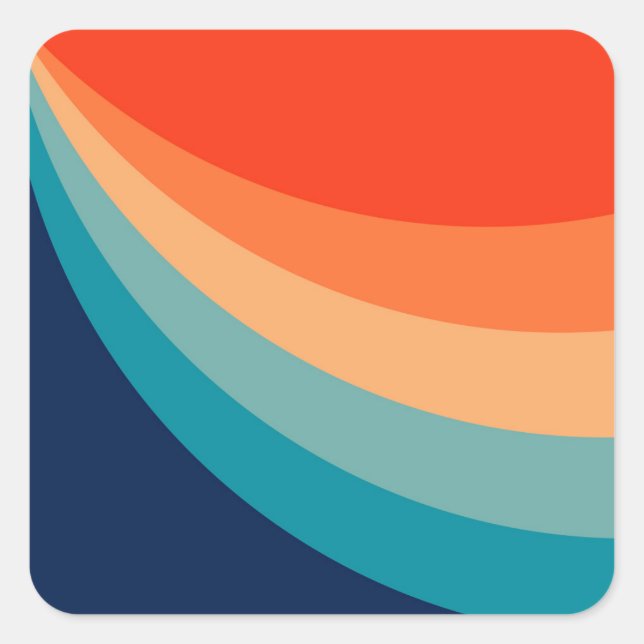 Colorful retro sun rays square sticker (Front)