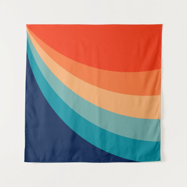 Colorful retro sun rays tapestry (Front)