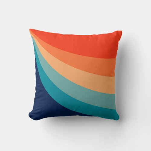 Colorful retro sun rays throw pillow