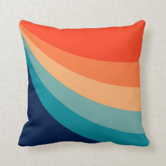 Colorful retro sun rays throw pillow