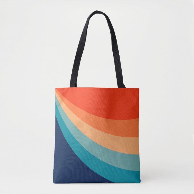 Colorful retro sun rays tote bag (Front)