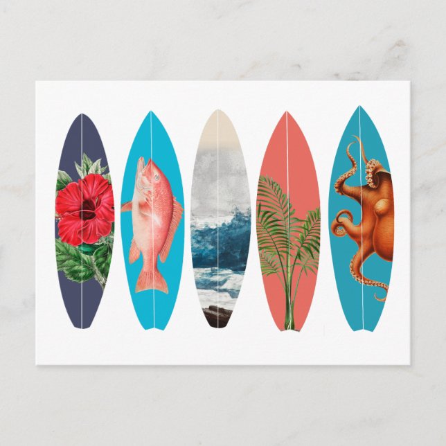 Colorful Retro Surfboards Holiday Postcard (Front)