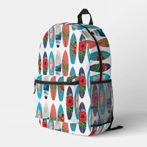 Colorful Retro Surfboards Pattern Back to School Printed Backpack
