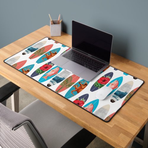 Colorful Retro Surfboards Pattern Desk Mat