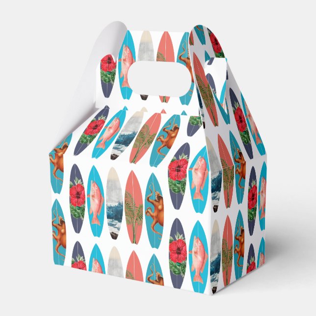 Colorful Retro Surfboards Pattern Favor Boxes (Front Side)