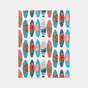 Colorful Retro Surfboards Pattern Fleece Blanket