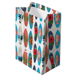Colorful Retro Surfboards Pattern Medium Gift Bag