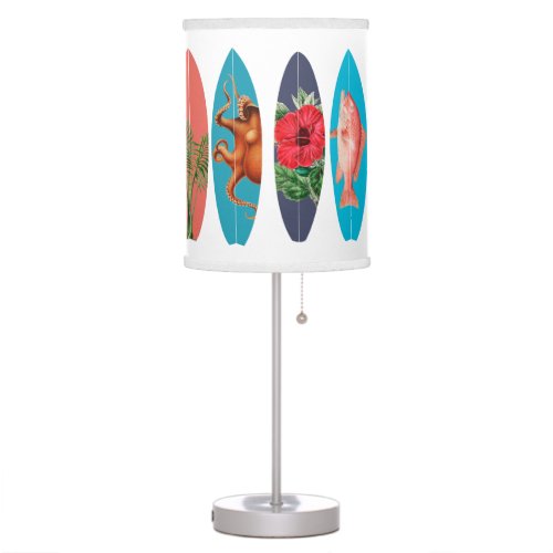 Colorful Retro Surfboards Pattern Table Lamp