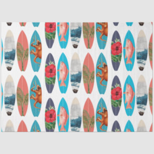 Colorful Retro Surfboards Pattern Tissue Paper