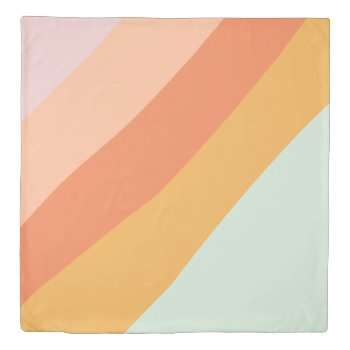 Colorful Retro Sweet Pastel Geometric Stripes Duvet Cover by JuneJournal at Zazzle
